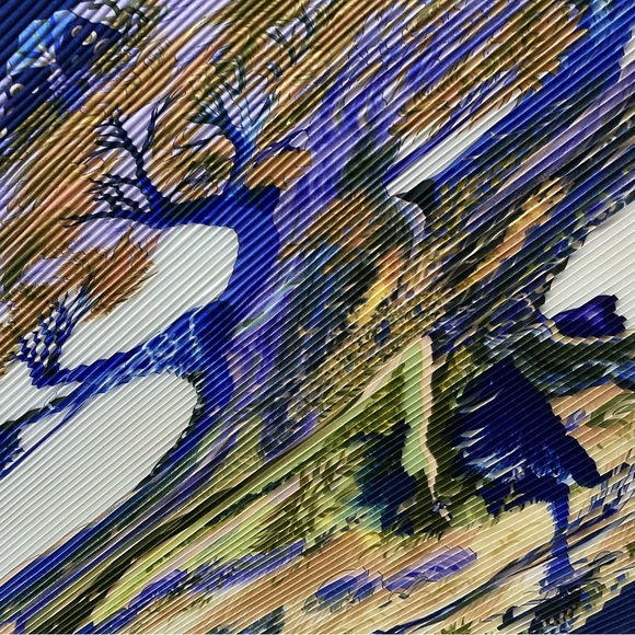 Hermes Kuggor Tree Pleated Plisse Silk Scarf - Picture 13 of 16